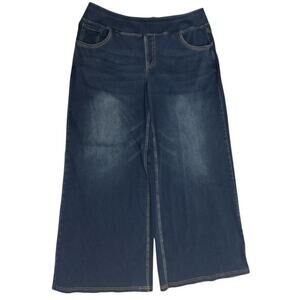 Halara 1X Regular Jeans Blue Stretch Slimming Waist Baggie Wide Leg 30" Inseam